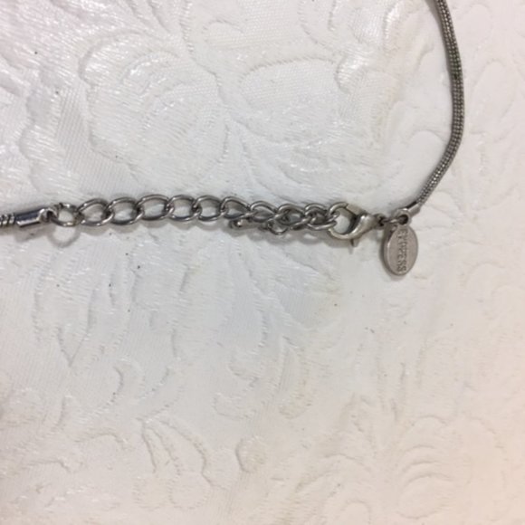 Vtg EXPRESS Silver-Tone Spike Pendant Bib Style Grunge Necklace 20" - Picture 6 of 7